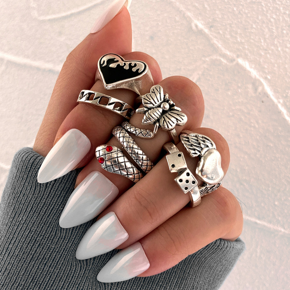 Vintage Punk Knuckle Rings Set - 여성을 위한 빈티지 펑크 스타일의 뱀