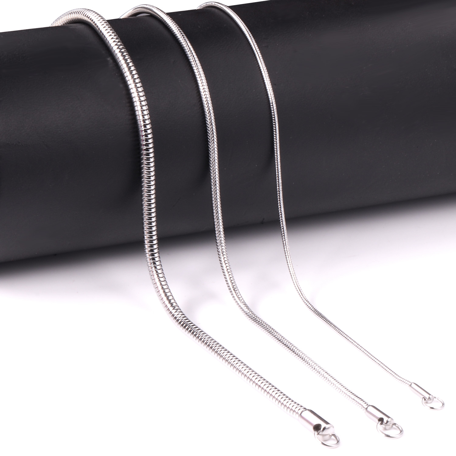 925 Sterling Silver Chain Necklace Men - 남녀공용 1mm 45cm/50cm/55cm/60cm 원형 스네이크 체인