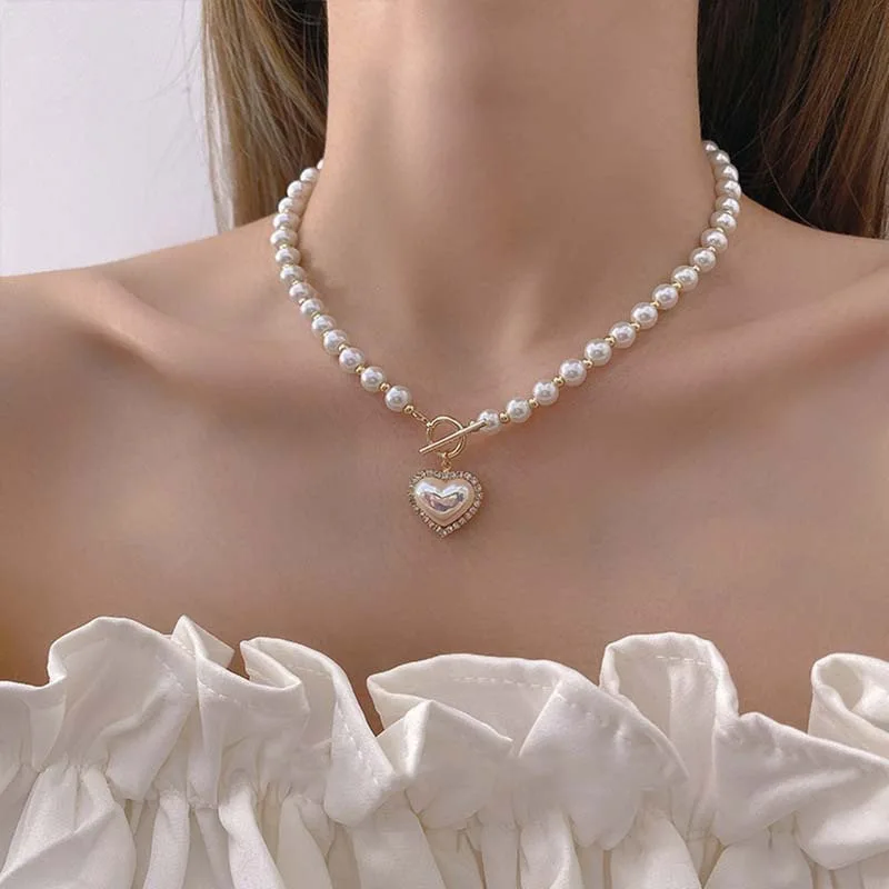 새로운 빈티지 스타일 모조 진주 초커 목걸이 여성용 심 - Pearl Choker Necklace Vintage 리뷰 및 가격