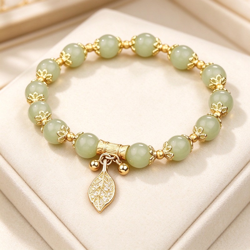 중국풍 금박 옥 비즈 팔찌, 행운을 가져다주는 보석이  - Bracelets 리뷰 및 가격