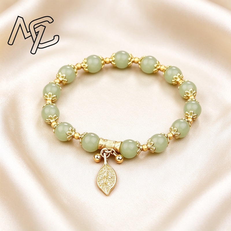 중국풍 금박 옥 비즈 팔찌, 행운을 가져다주는 보석이  - Bracelets 리뷰 및 가격
