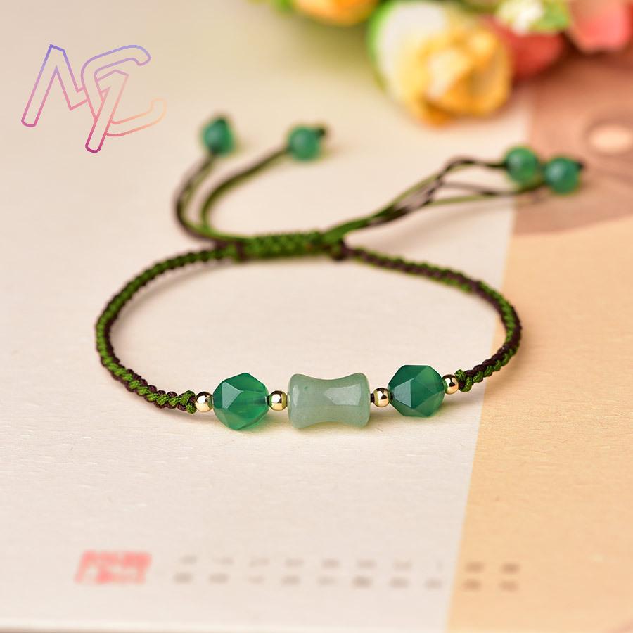녹색 천연 옥 비즈 팔찌 여성을위한 패션 선물 팔찌 진 - Bracelets 리뷰 및 가격