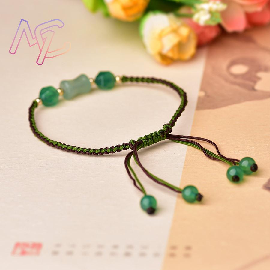 녹색 천연 옥 비즈 팔찌 여성을위한 패션 선물 팔찌 진 - Bracelets 리뷰 및 가격