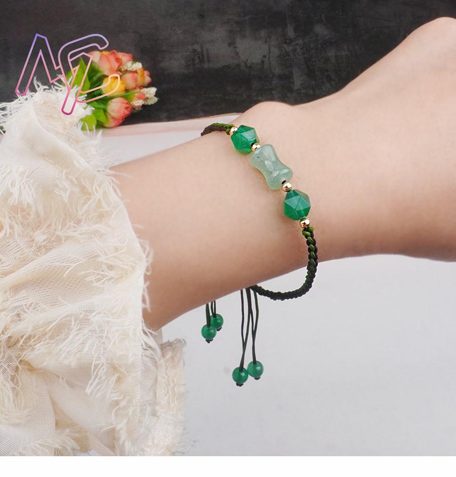 녹색 천연 옥 비즈 팔찌 여성을위한 패션 선물 팔찌 진 - Bracelets 리뷰 및 가격