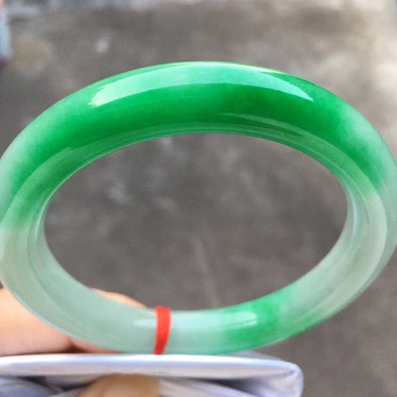 천연 미얀마산 옥 팔찌, 둥근 모양, 정품, 얼음과 비 - Bracelets 리뷰 및 가격