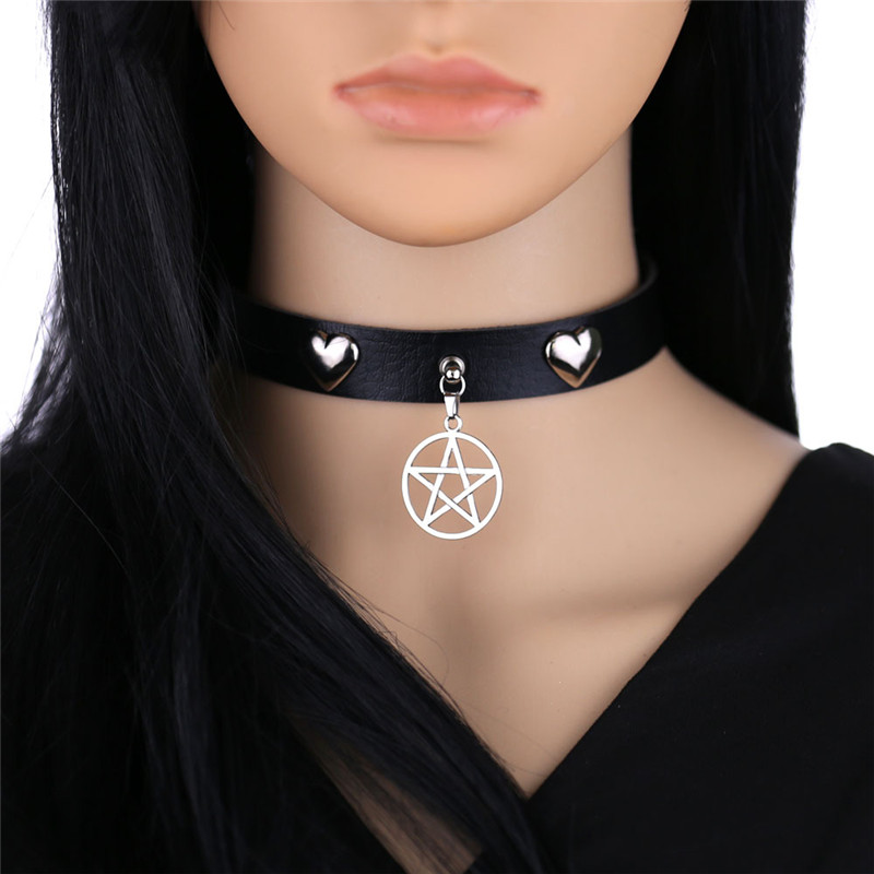 펑크 할로윈 Emo 코스프레 블랙 고스 초커 오각형 목 - Goth Punk Spike Choker 리뷰 및 가격