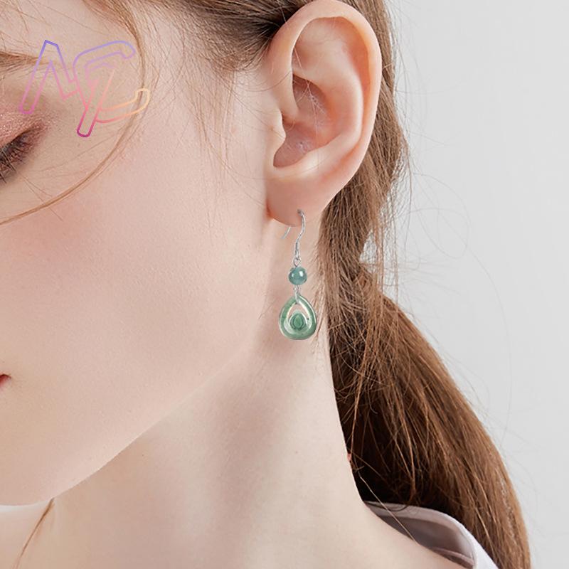 푸른색 미얀마산 제이드 물방울 모양 귀걸이, 에너지가  - Earrings 리뷰 및 가격