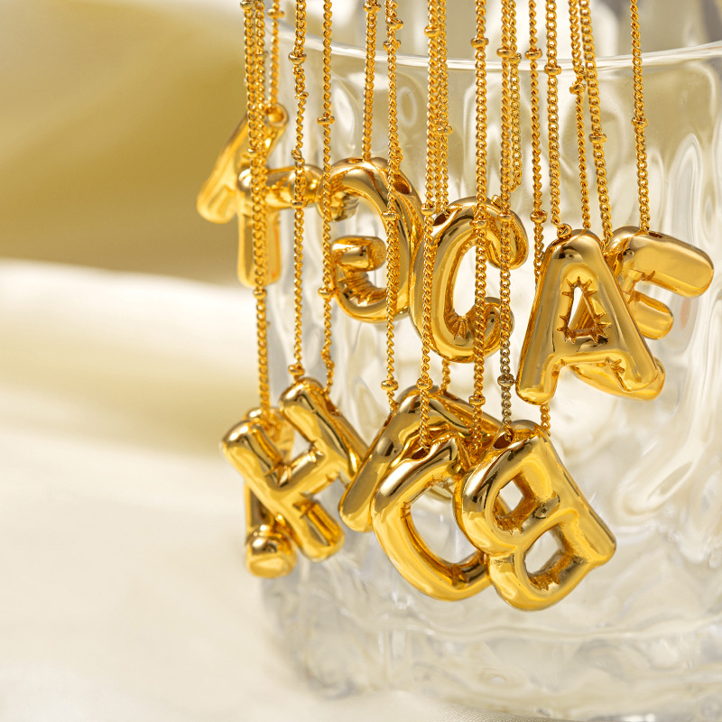 CARLIDANA 버블 스테인리스 스틸 이름 목걸이,  - Initial Letter Necklace 18K Gold 리뷰 및 가격