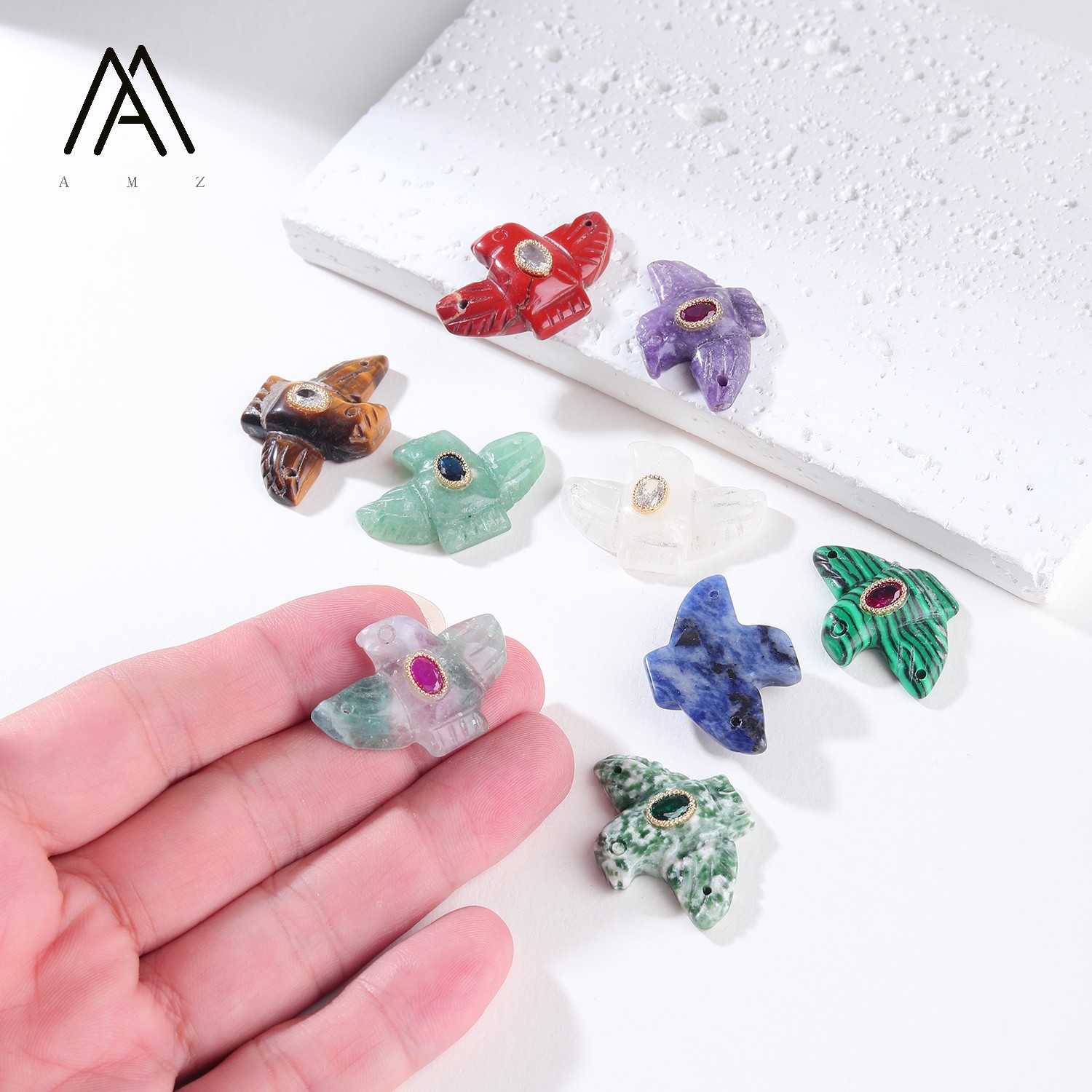 조각된 독수리 새 모양의 크리스탈 펜던트 1/3/5/1 - Crystal Pendant Necklace Natural Stone 리뷰 및 가격