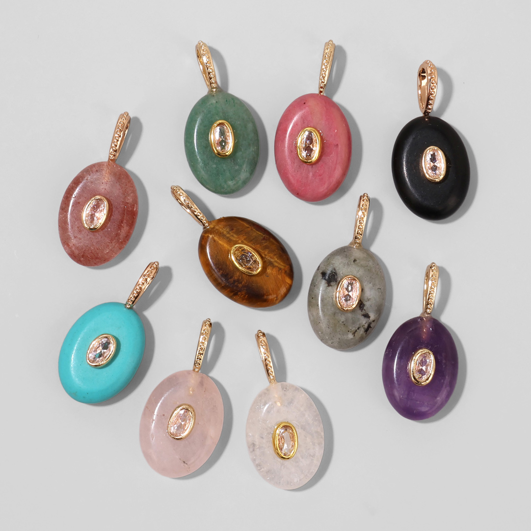 천연 석재로 만든 타원형 악마의 눈 펜던트, 금도금 처 - Crystal Pendant Necklace Natural Stone 리뷰 및 가격